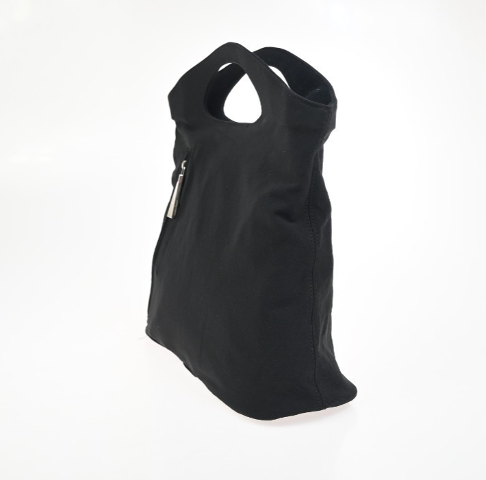 SALVATORE FERRAGAMO Reversible Hand Tote Bag Suede Nylon Black SHW Italy 68ZA345
