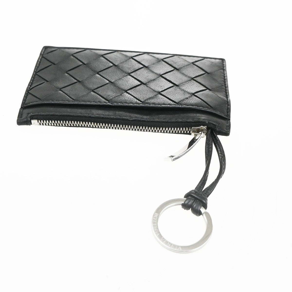 BOTTEGA VENETA Logo Intrecciato Coin Case Wallet Leather Black Italy 65KC669