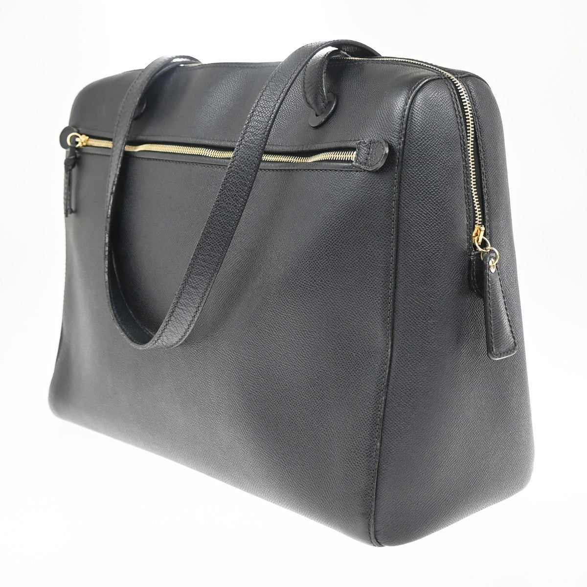CHANEL CC Logo Shoulder Tote Bag Grained Calfskin Leather Black Vintage 98RP018