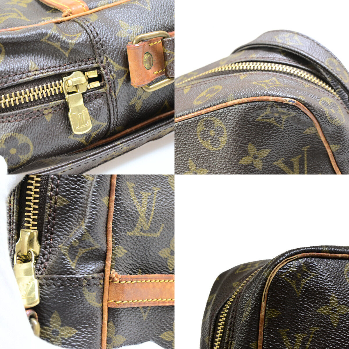 LOUIS VUITTON Logo Danube MM Shoulder Bag Monogram Leather Brown M45264 30SJ335