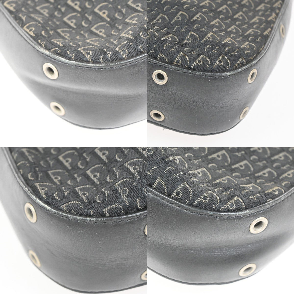 CHRISTIAN DIOR Trotter Street Chic Shoulder Bag Canvas Leather BK SHW 73CA909