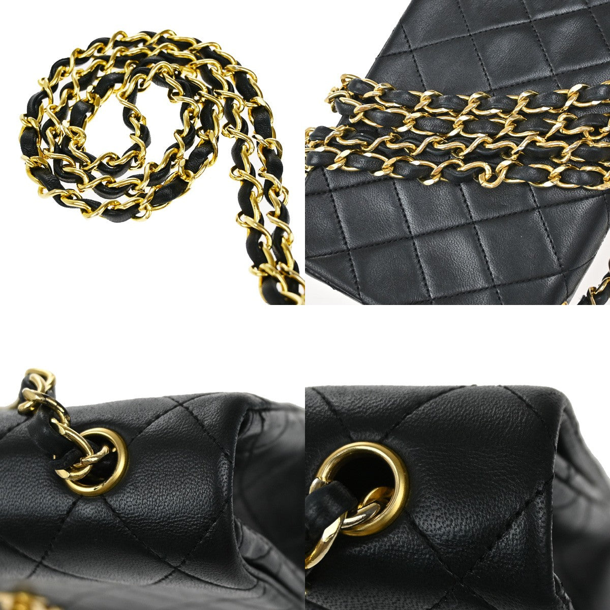 CHANEL CC Mini Matelasse Chain Shoulder Bag Leather Black GHW Vintage 385RL426