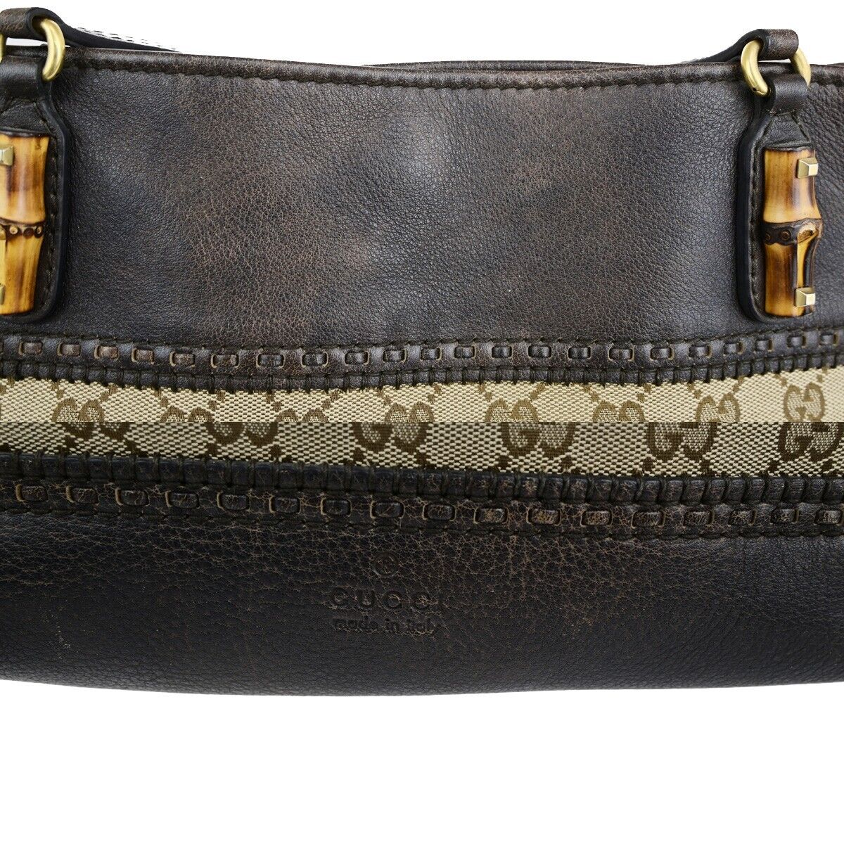 GUCCI Logo GG Laidback Crafty Shoulder Tote Bag Canvas Leather Brown 35FB230