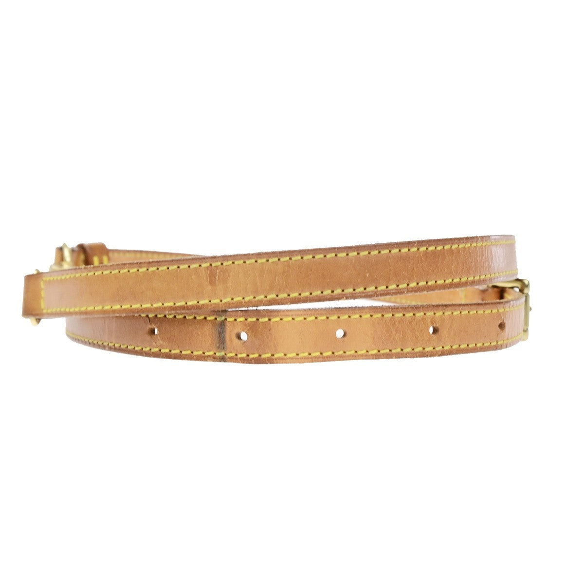 LOUIS VUITTON LV Logo Shoulder Bag Strap Leather Brown GHW France 61CB074