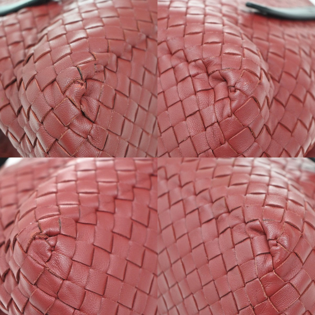 BOTTEGA VENETA Logo Intrecciato Shoulder Hand Bag Leather Red Italy 47RF991