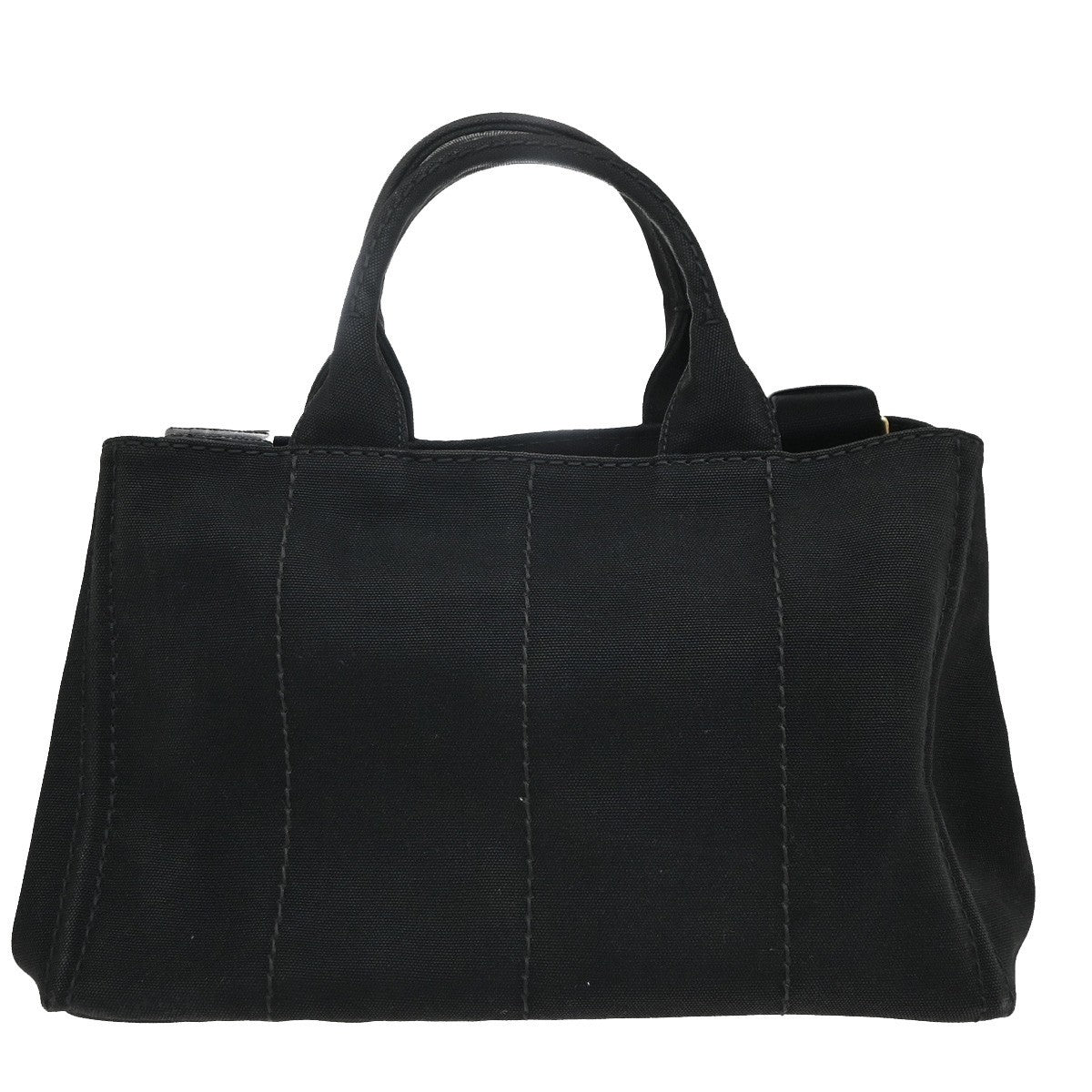PRADA Logo Canapa 2Way Shoulder Hand Bag Canvas Leather Black GHW Italy 74KP225