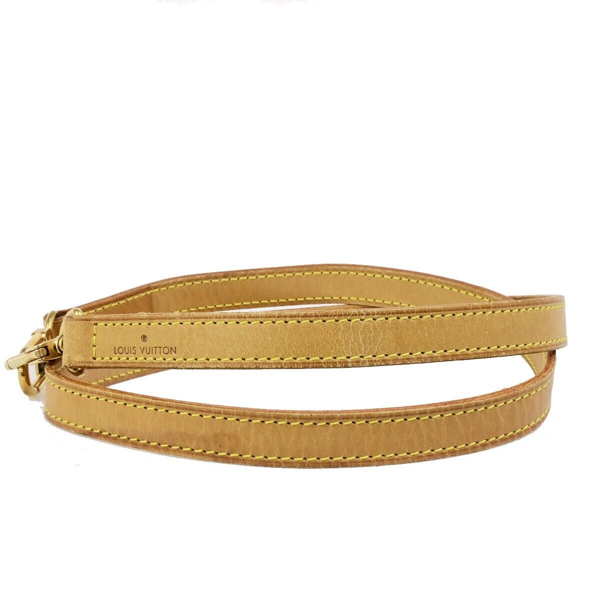 LOUIS VUITTON Logo Shoulder Strap Leather Brown Gold Bag Accessory 67FB297