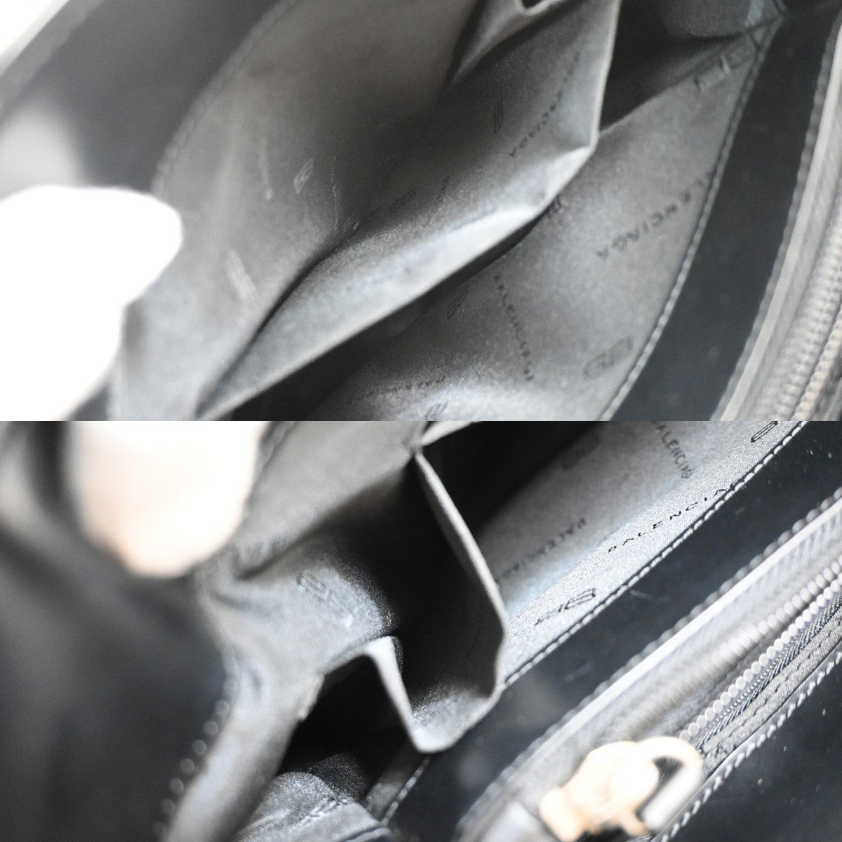 BALENCIAGA Logo BB Pattern Tote Hand Bag Canvas Leather Black SHW 67KD106