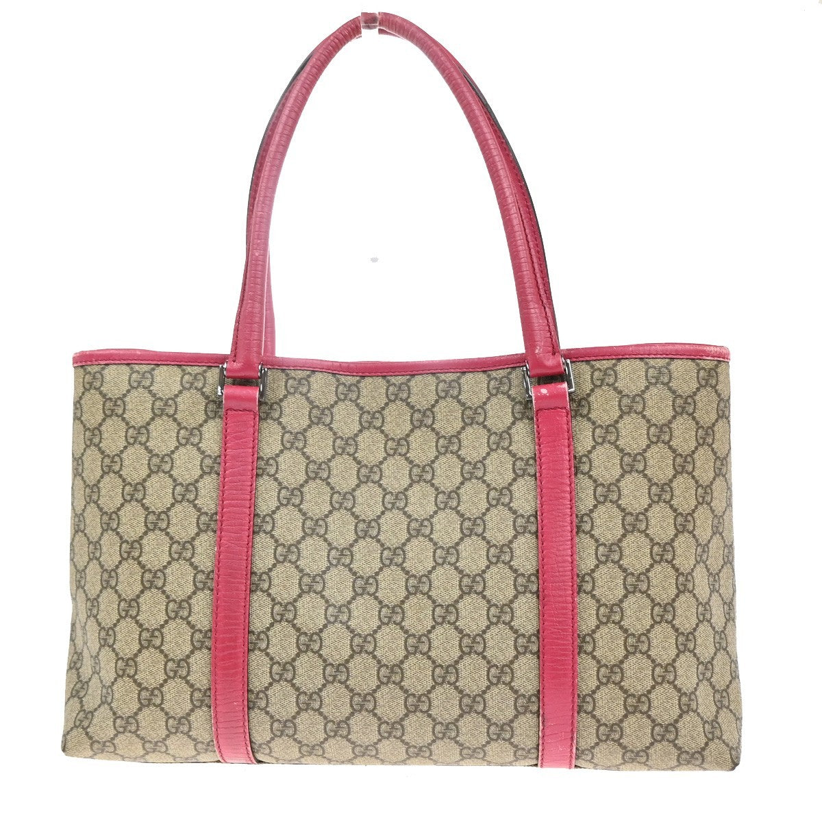 GUCCI Logo GG Pattern Shoulder Hand Bag Supreme Leather Beige Pink Italy 36MA427