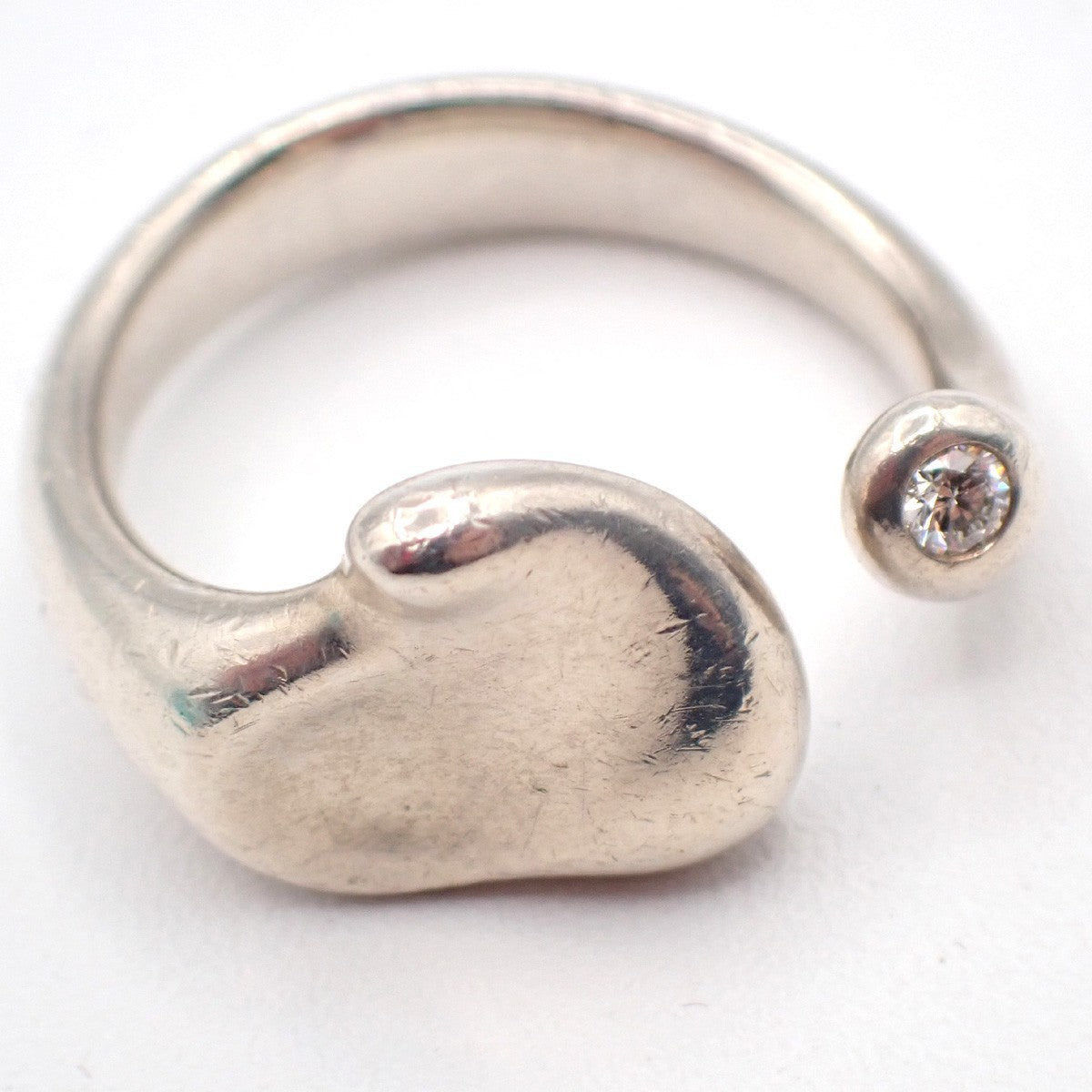 Tiffany & Co. Logo Elsa Peretti Open Heart Ring US Size 6 Silver Ag 925 09KP561