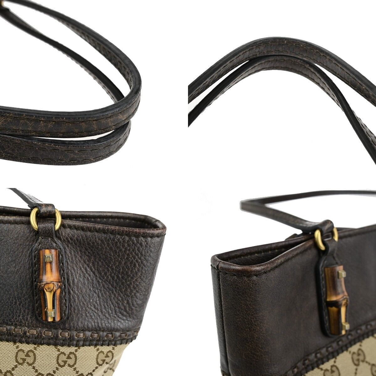 GUCCI Logo GG Laidback Crafty Shoulder Tote Bag Canvas Leather Brown 35FB230