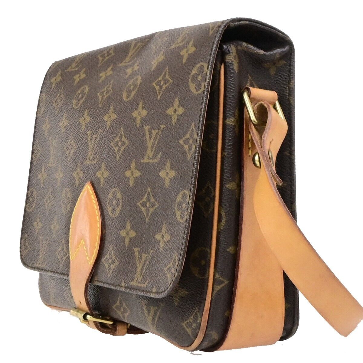 LOUIS VUITTON Cartouchiere GM Shoulder Bag Monogram Leather Brown M51252 73ED379