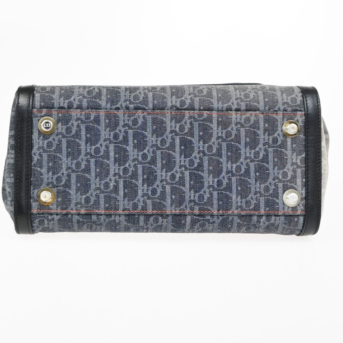 CHRISTIAN DIOR CD Logo Flight Line Trotter Hand Bag Denim Leather Blue 27YJ001