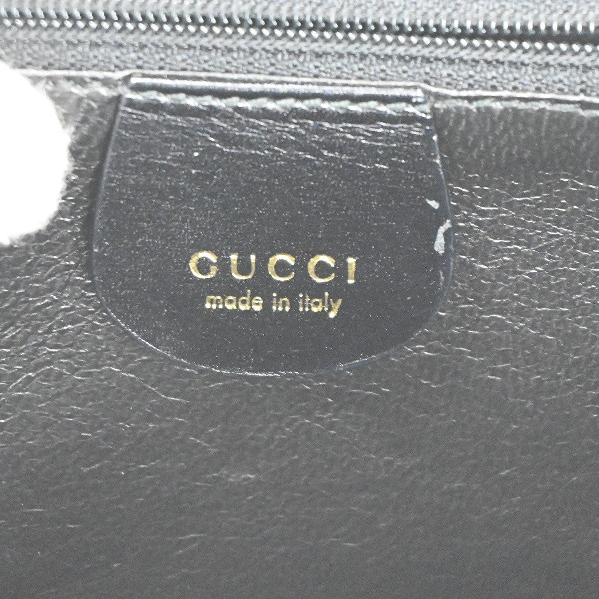 GUCCI LOGO Flap One Shoulder Hand Bag Leather Black GHW Italy 67KD073