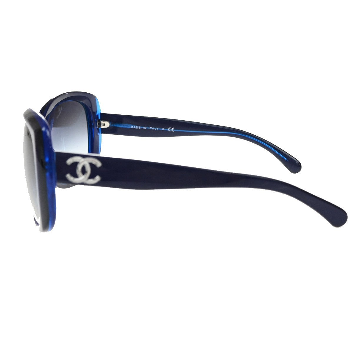 CHANEL CC Logo Sunglasses Eye Were Plastic Metal Blue SHW 5183-A Italy 66MA578