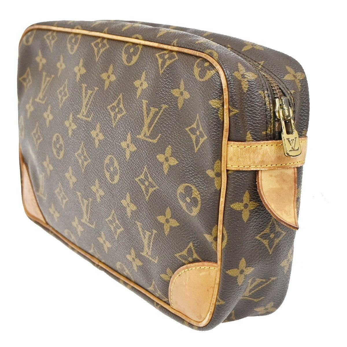LOUIS VUITTON Compiegne 28 Clutch Bag Monogram Leather Brown GHW M51845 69CB013