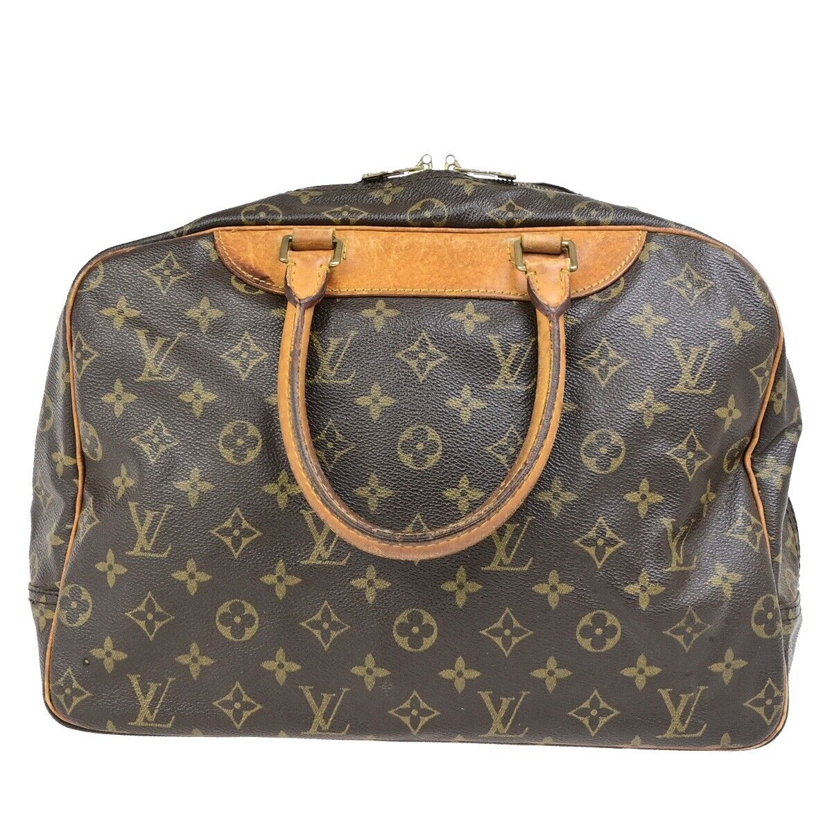 LOUIS VUITTON LV Logo Deauville Hand Bag Monogram Leather Brown M47270 67ED043
