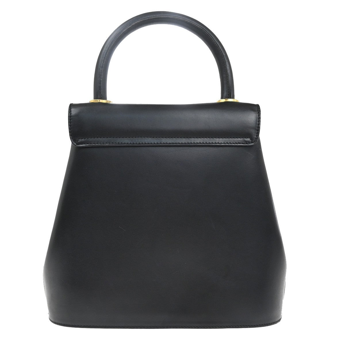 SALVATORE FERRAGAMO Logo Studded Top Handle Bag Leather Black Italy 36RL722
