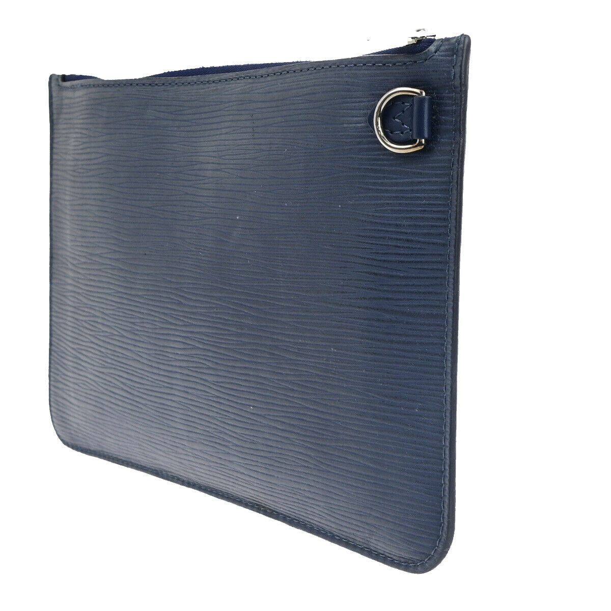 LOUIS VUITTON Logo Neverfull Pouch Epi Leather Indigo Blue SHW Spain 63YF452