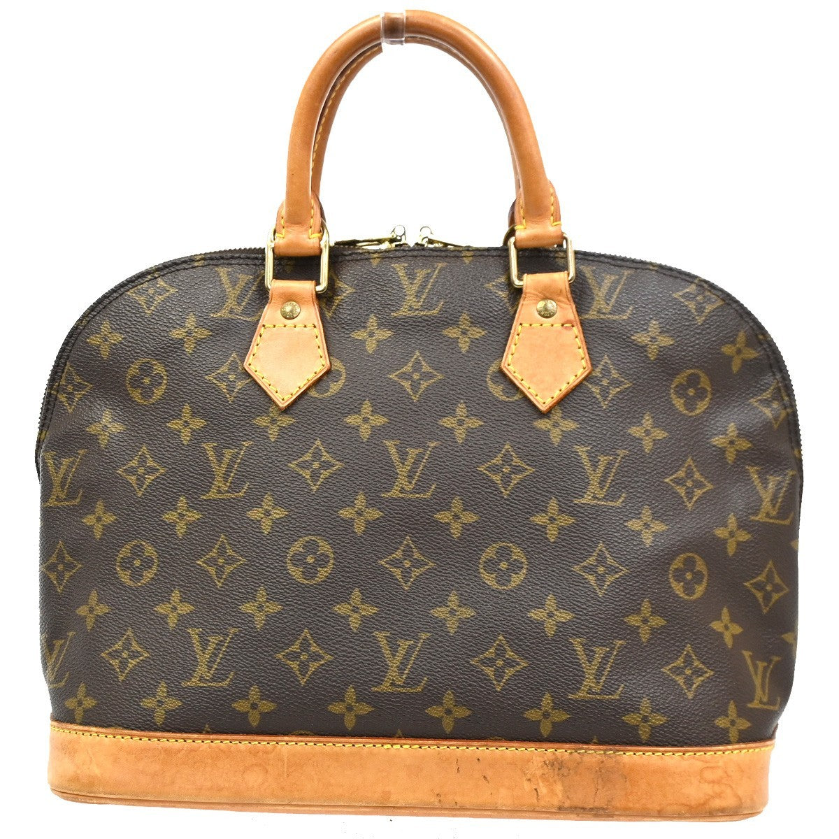 LOUIS VUITTON LV Logo Alma Hand Bag Monogram Leather Brown France M51130 88KC295