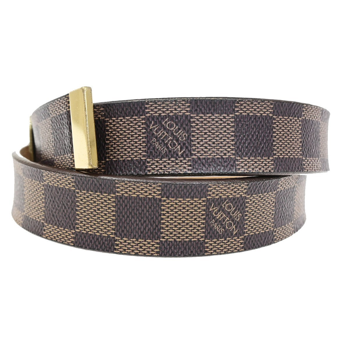 LOUIS VUITTON Santure Carre Belt Damier Ebene Brown GHW France M6802 05CB072