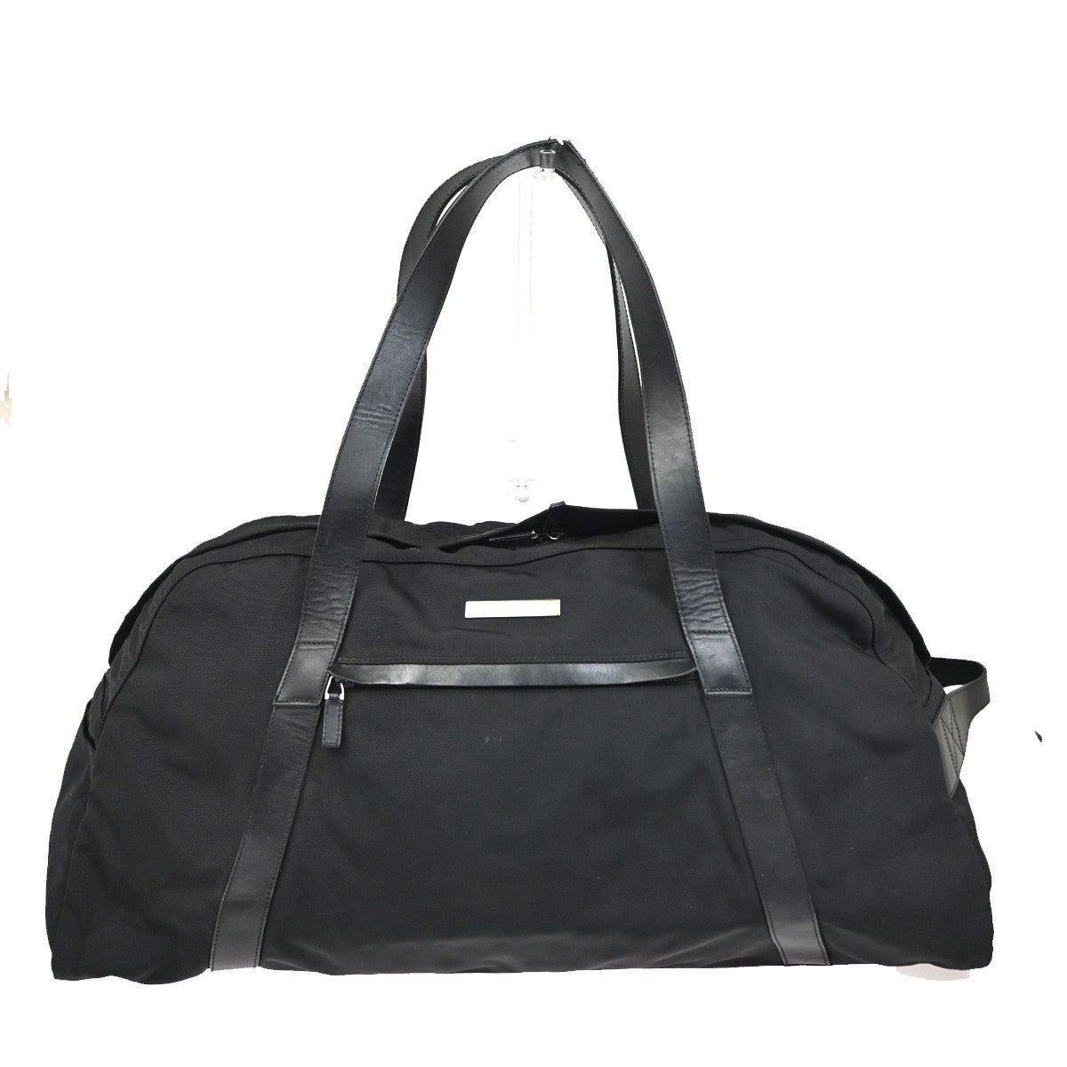 GUCCI Logo Shoulder Travel Hand Bag Nylon Leather Black SHW Italy 07KC492