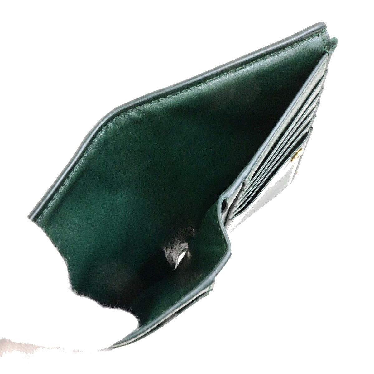 BOTTEGA VENETA Logo Cassette Bifold Wallet Purse Leather Green Italy 32RL091