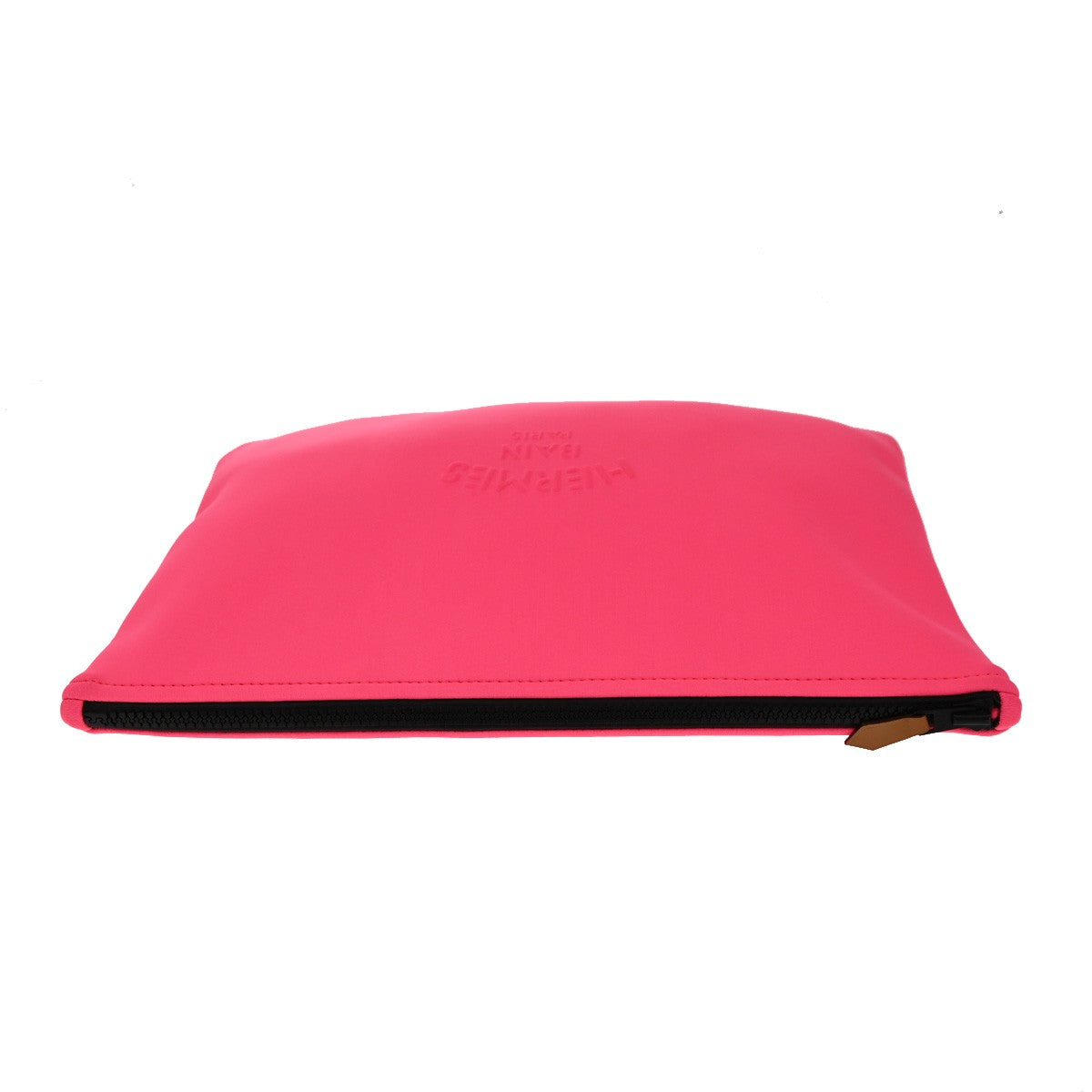 HERMES Logo Neobain GM Flat Pouch Polyamide Elastane Leather Pink 62KB569