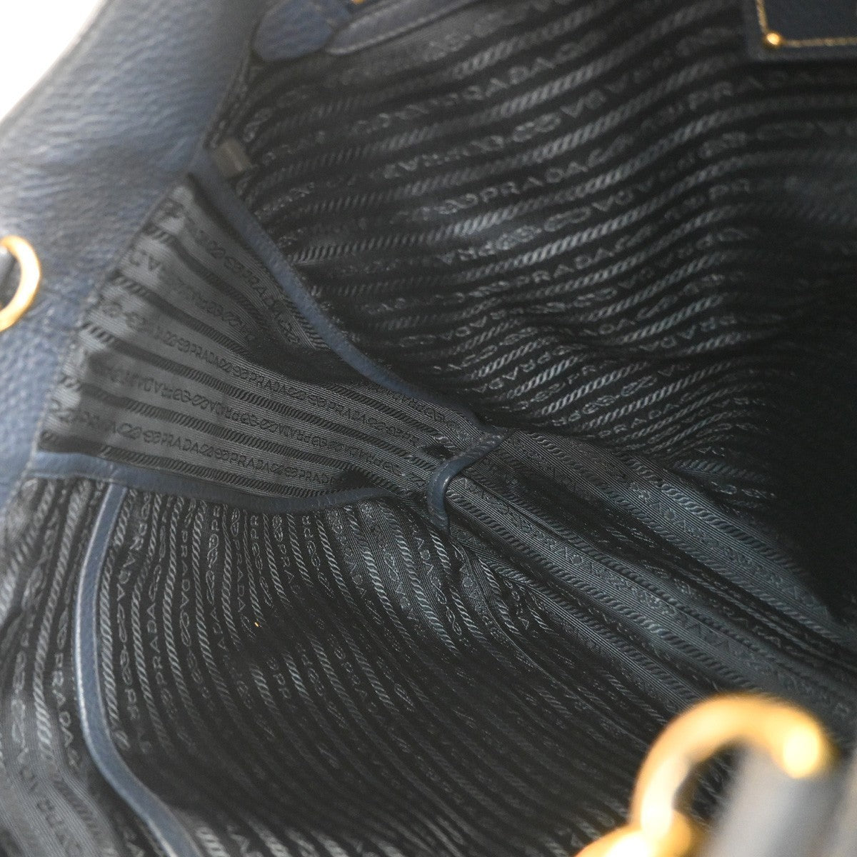 PRADA Vitello Daino 2Way Tote Hand Bag Leather Bluette Navy Blue GHW 77CA831