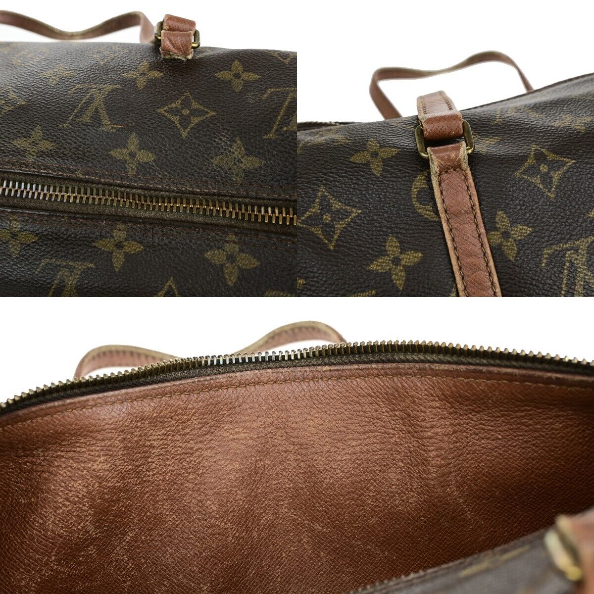 LOUIS VUITTON Logo PAPILLON 30 Hand Bag Monogram Leather Brown M51365 05ED118