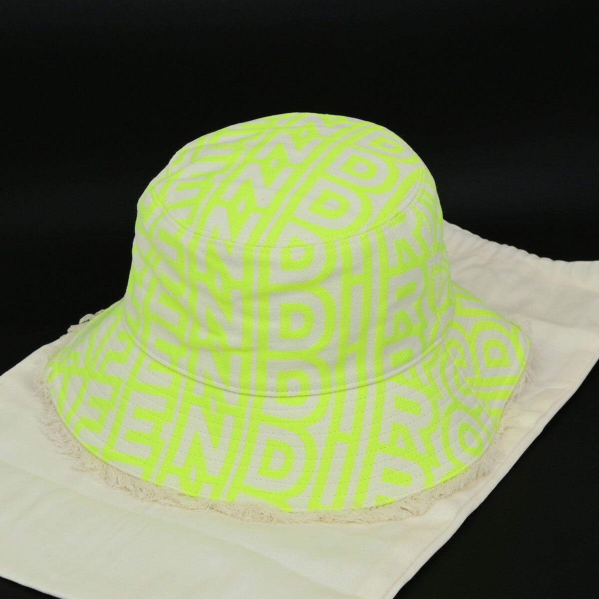 FENDI×MARC JACOBS Logo Bucket Hat #S Cotton Yellow Italy 64RL016