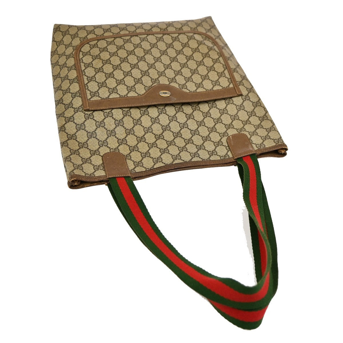 GUCCI GG Pattern Sherry Shoulder Tote Bag PVC Leather Brown GHW Italy 68DA144