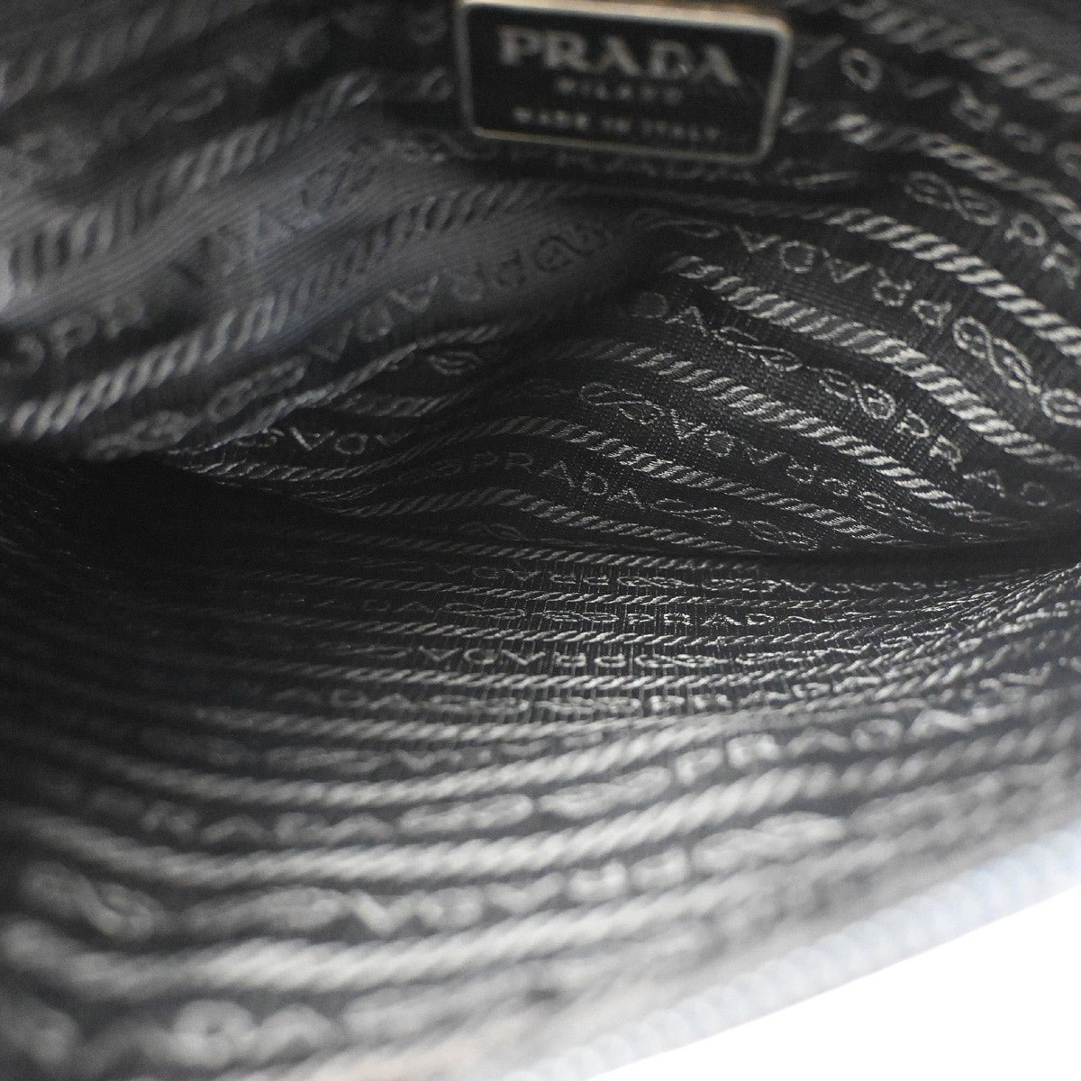 PRADA MILANO Logo Shoulder Hand Bag Leather Canvas Black SHW Italy 87CA970