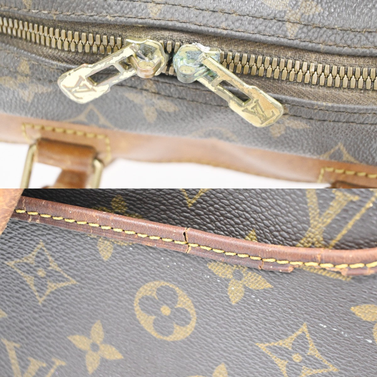 LOUIS VUITTON LV Logo Deauville Hand Bag Monogram Leather Brown M47270 62CA790