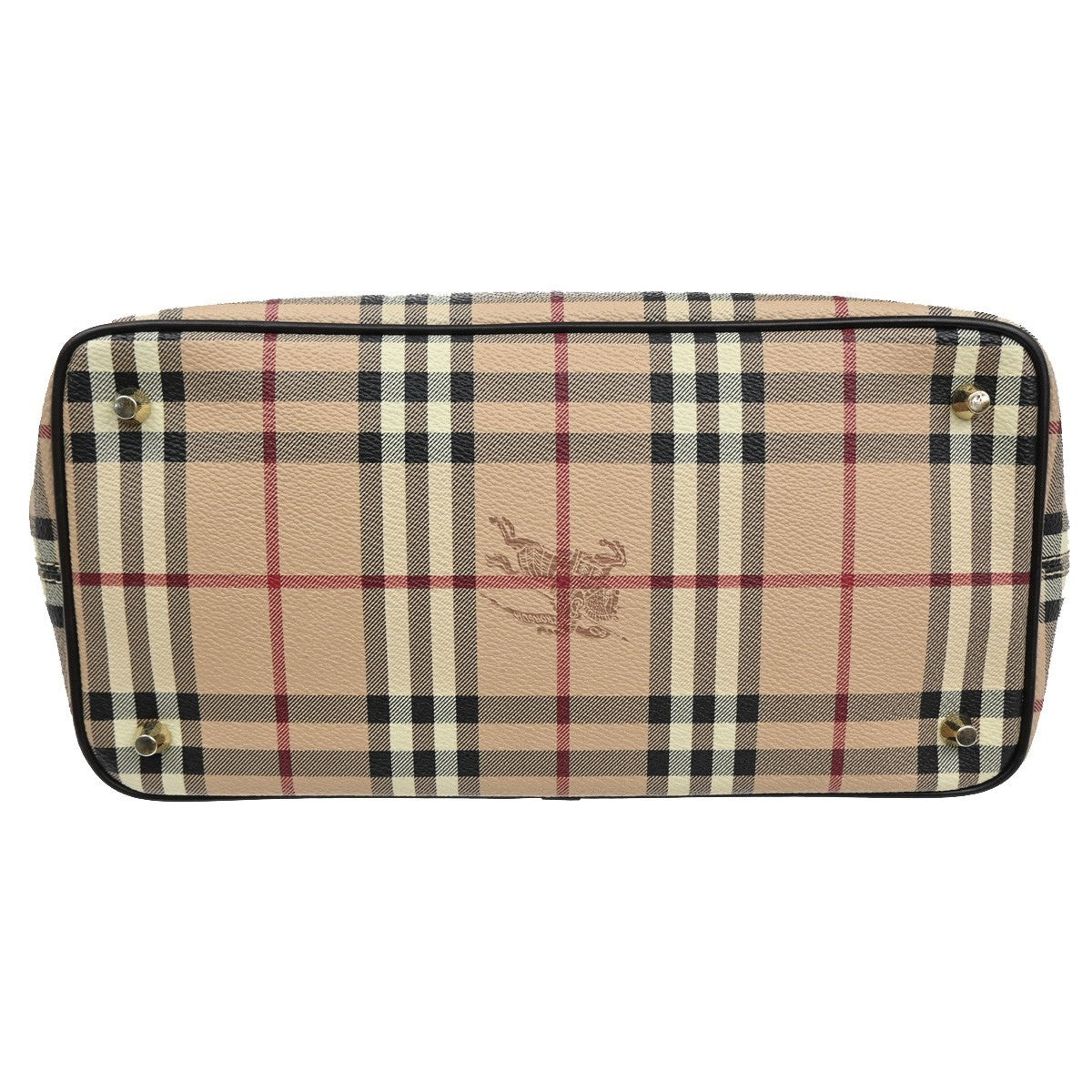 BURBERRY Nova Check Buckle Hand Bag PVC Leather Beige Brown GHW 32RL656