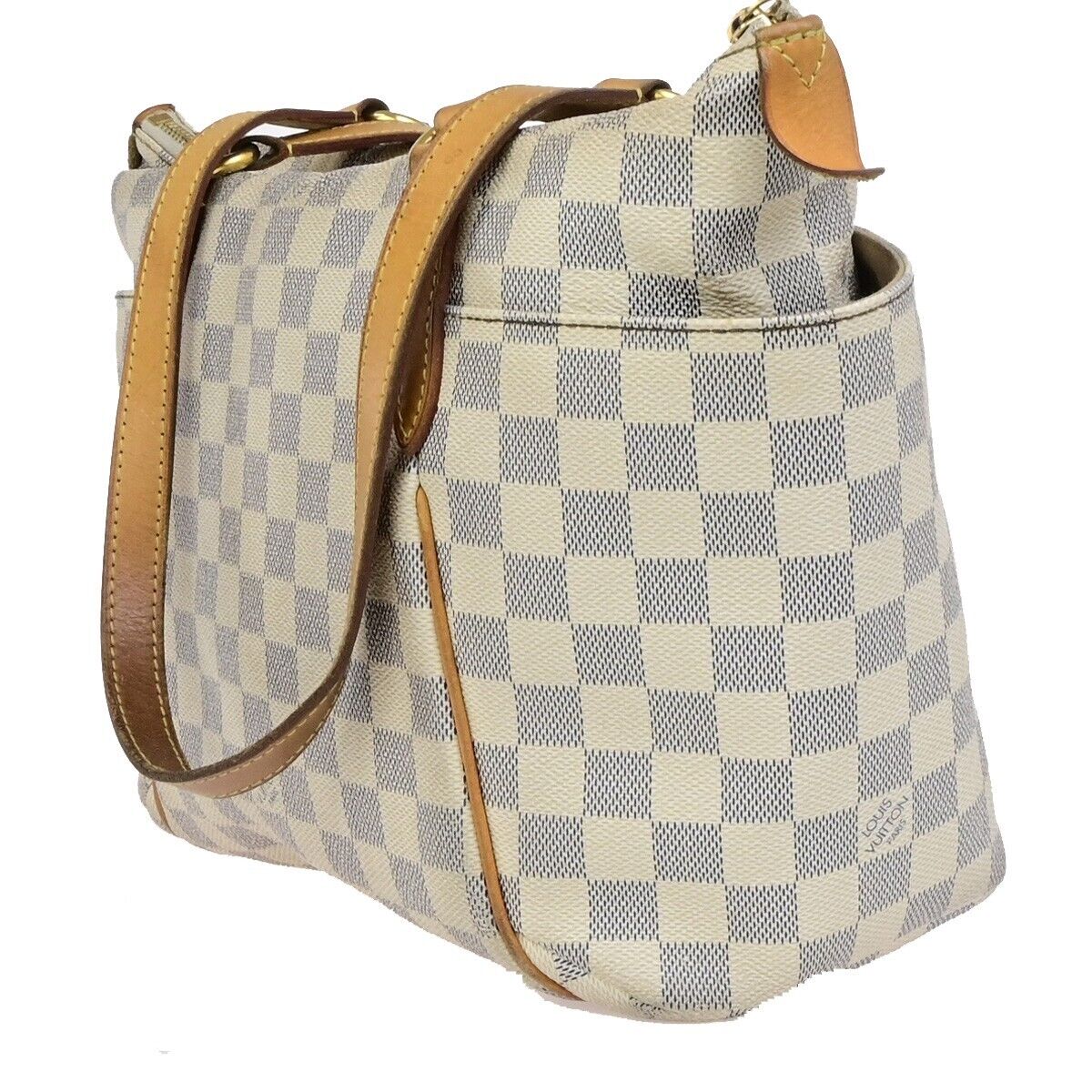 LOUIS VUITTON Totally PM Shoulder Bag Damier Azur Leather White N51261 84ED188