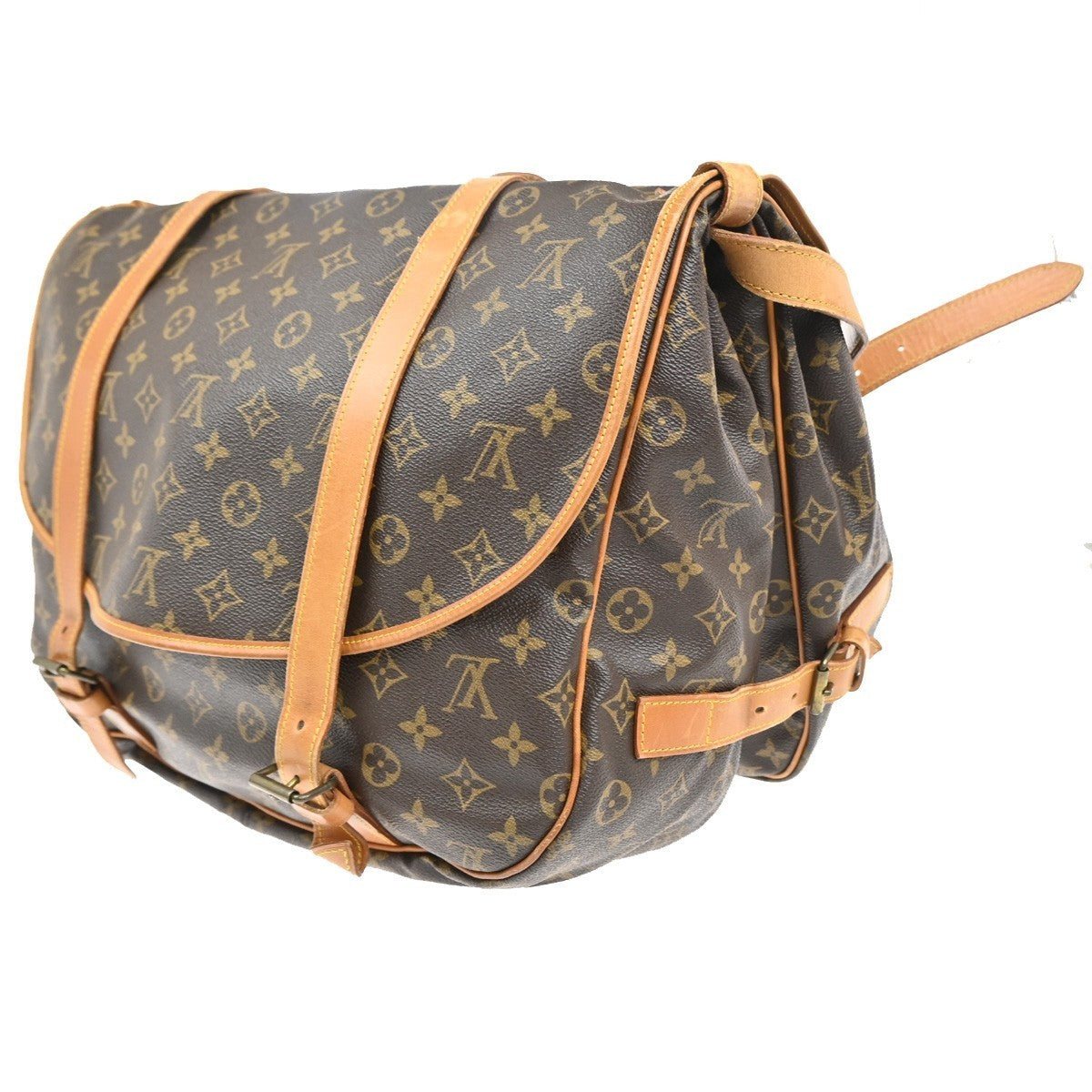 LOUIS VUITTON Logo Saumur 43 Shoulder Bag Monogram Leather Brown M42252 98MA210