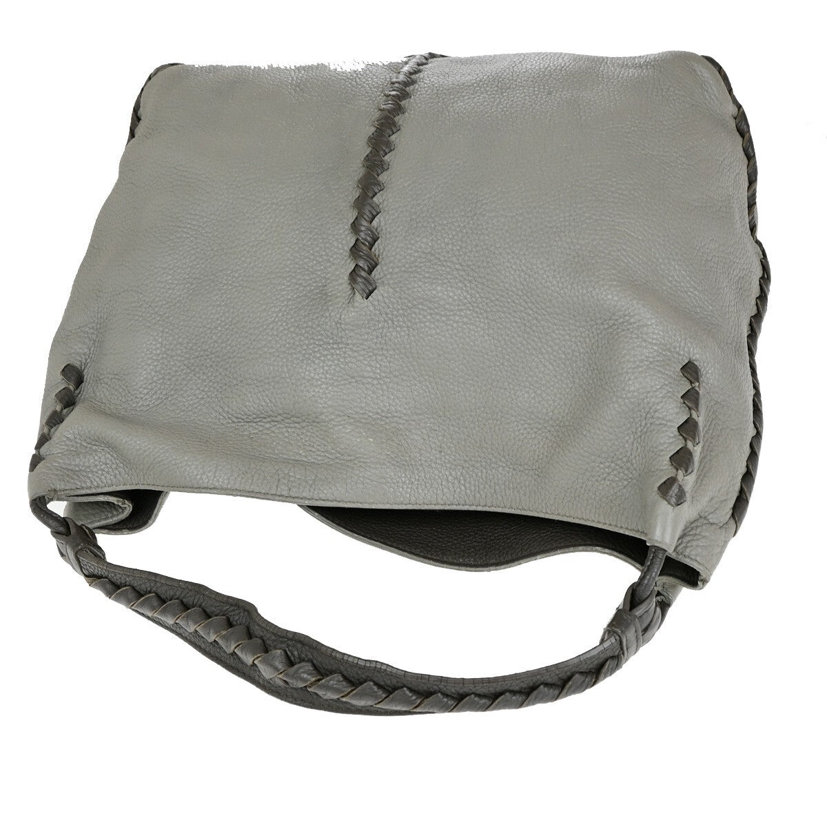 BOTTEGA VENETA Logo Hobo Shoulder Hand Bag Leather Gray Italy 31EC688
