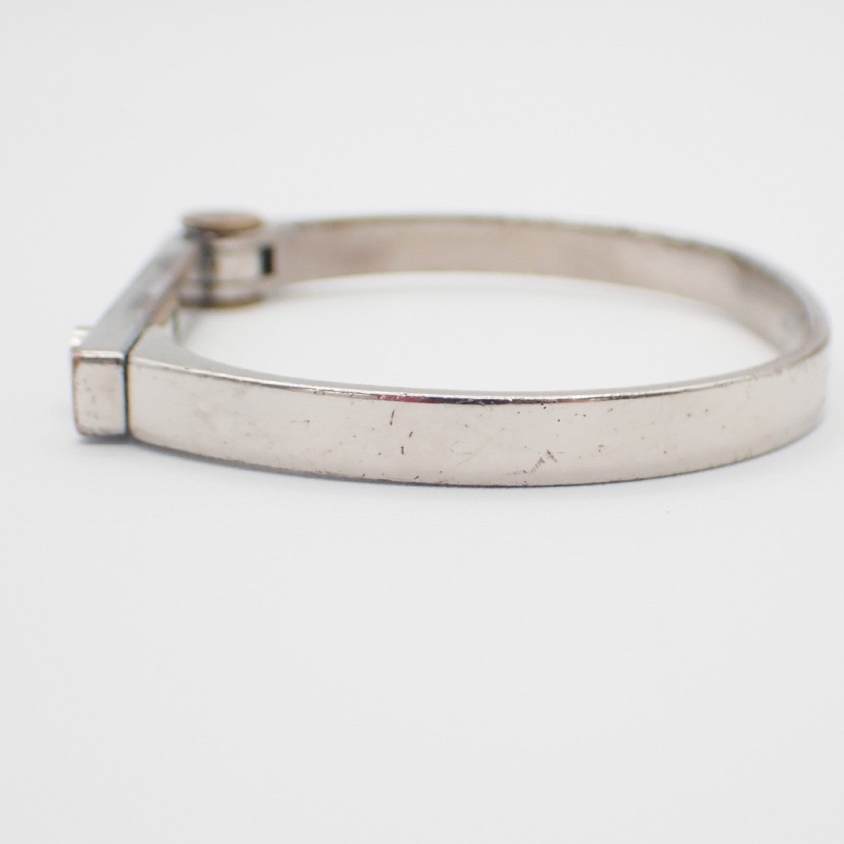 LOUIS VUITTON LV Lock Bracelet  Silver Metal Italy M68087 07KD100