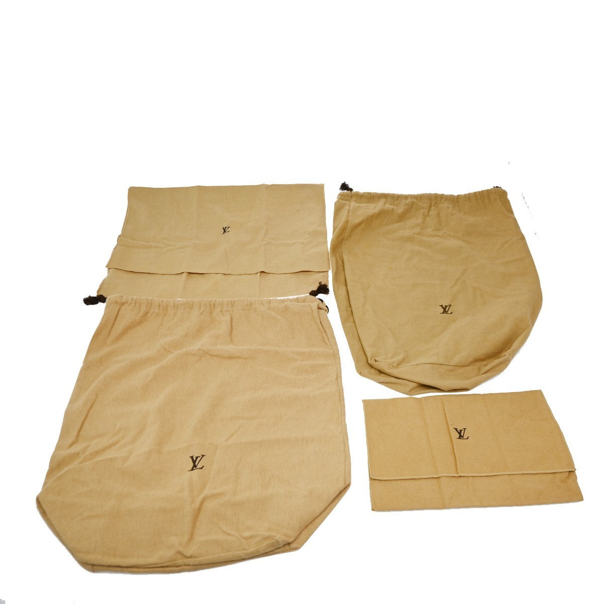 LOUIS VUITTON Logo 10 Set Dust Bag Drawstring Canvas Cotton Beige Brown 09ZA267