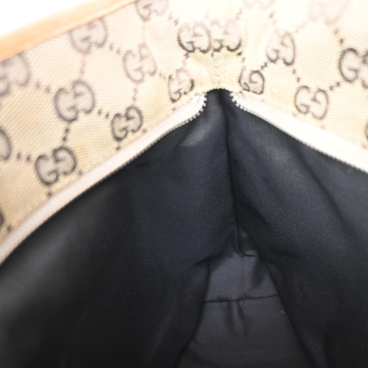 GUCCI Logo Sherry GG Pattern Shoulder Bag Canvas Leather Beige SHW Italy 02YJ173