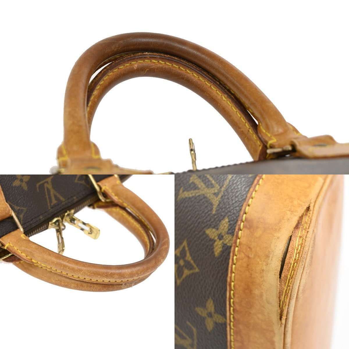 LOUIS VUITTON LV Logo Alma Hand Bag Monogram Leather Brown France M51130 67DA178