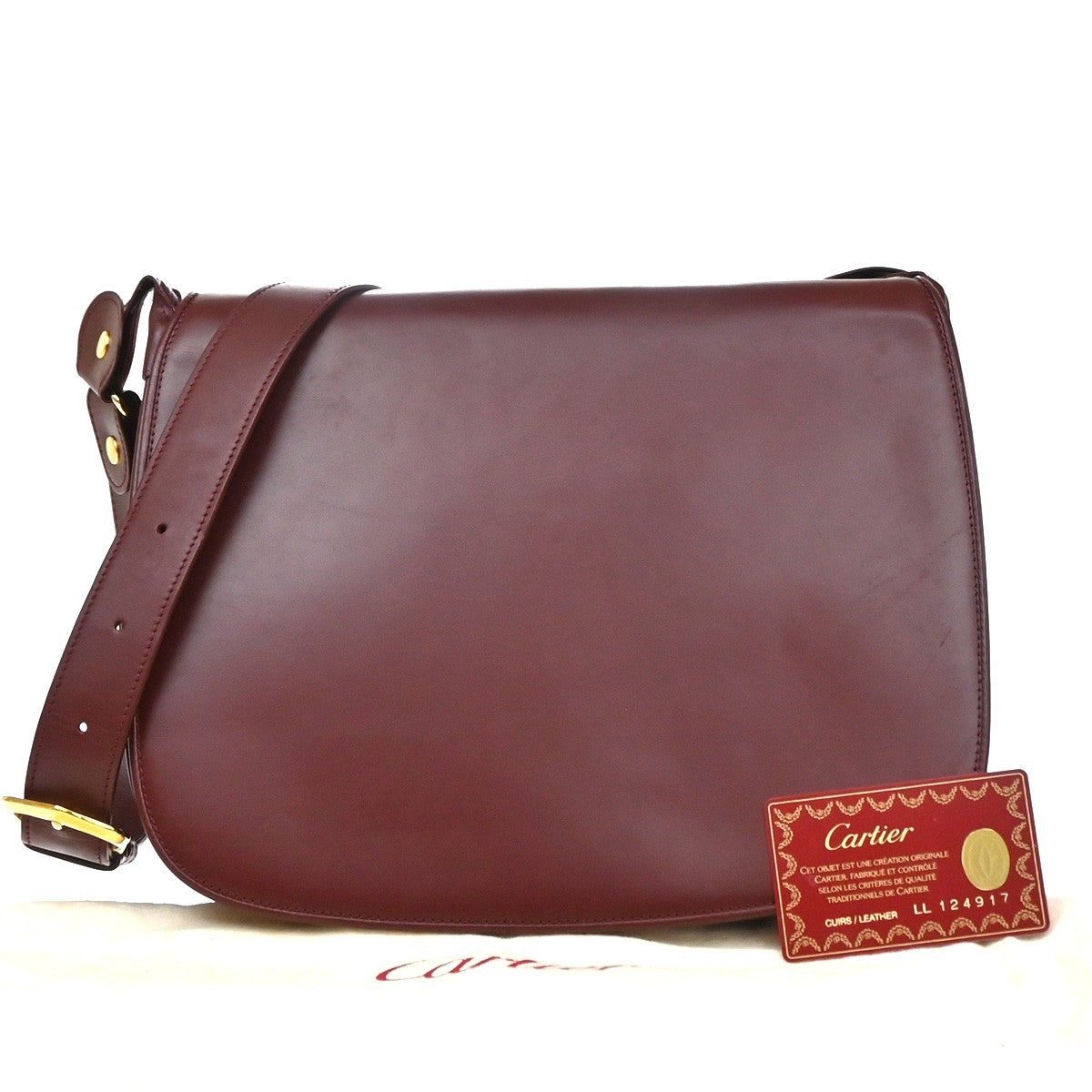 CARTIER 2C Logo Shoulder Crossbody Bag Leather Red GHW France 35YJ122