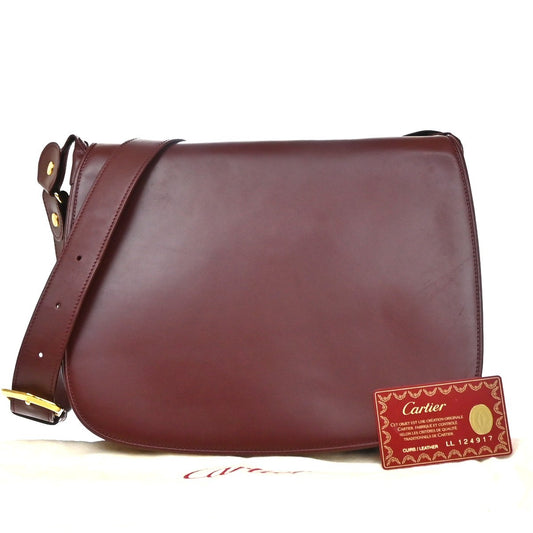 CARTIER 2C Logo Shoulder Crossbody Bag Leather Red GHW France 35YJ122