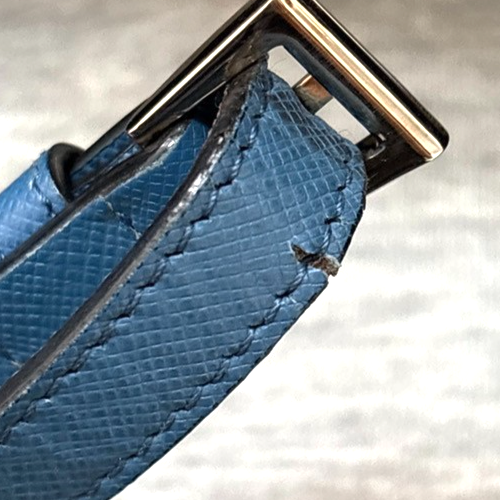 PRADA Logo Lux Sound Small Shoulder Bag Saffiano Leather Blue SHW 86TA668