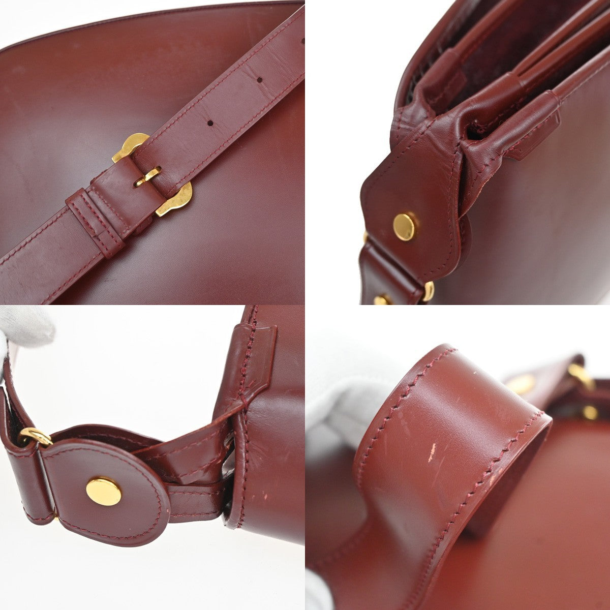 CARTIER 2C Logo Shoulder Crossbody Bag Leather Red GHW France 35YJ122