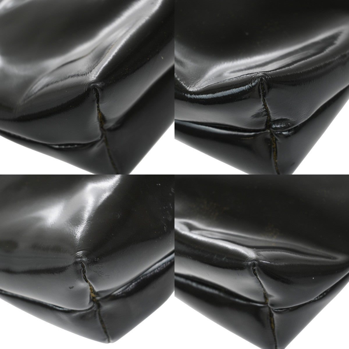 SALVATORE FERRAGAMO Vara 2Way Shoulder Clutch Bag Patent Leather Black 07KA909
