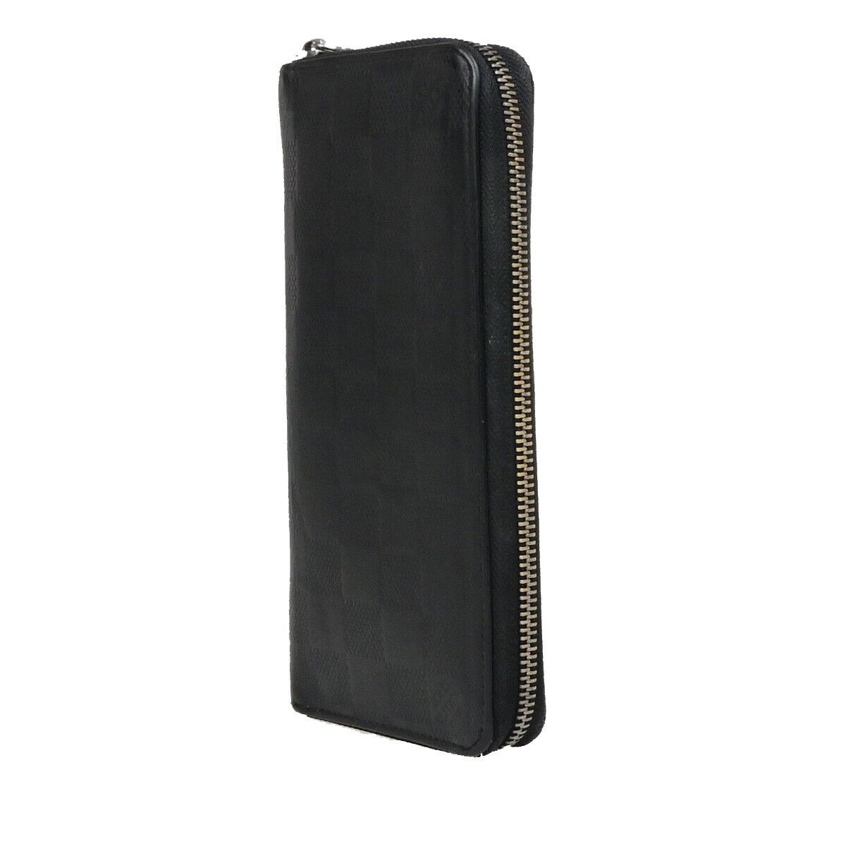 LOUIS VUITTON Zippy Wallet Vertical Damier Infini Leather Black N63548 68ED248