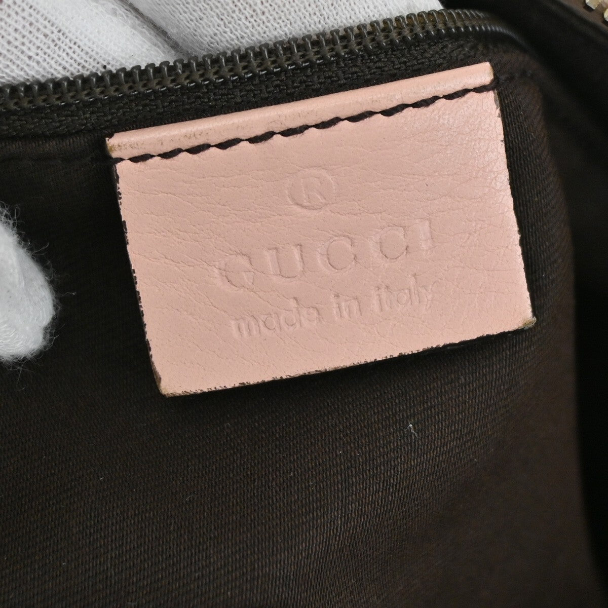 GUCCI Logo Abbey GG Pattern Shoulder Bag Canvas Leather Brown Pink GHW 86FB607