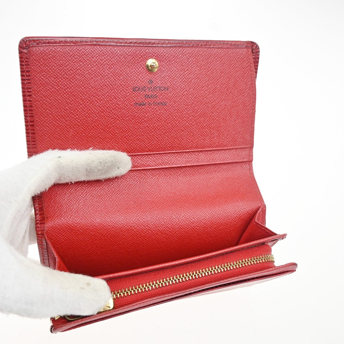 LOUIS VUITTON Porte Monnaie Billets Tresor Wallet Epi Leather Red M63507 07KC259